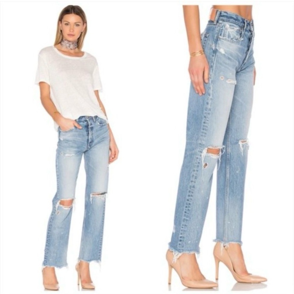 NWT Moussy Vintage Odessa Ripped Straight Leg Jeans Size 28
